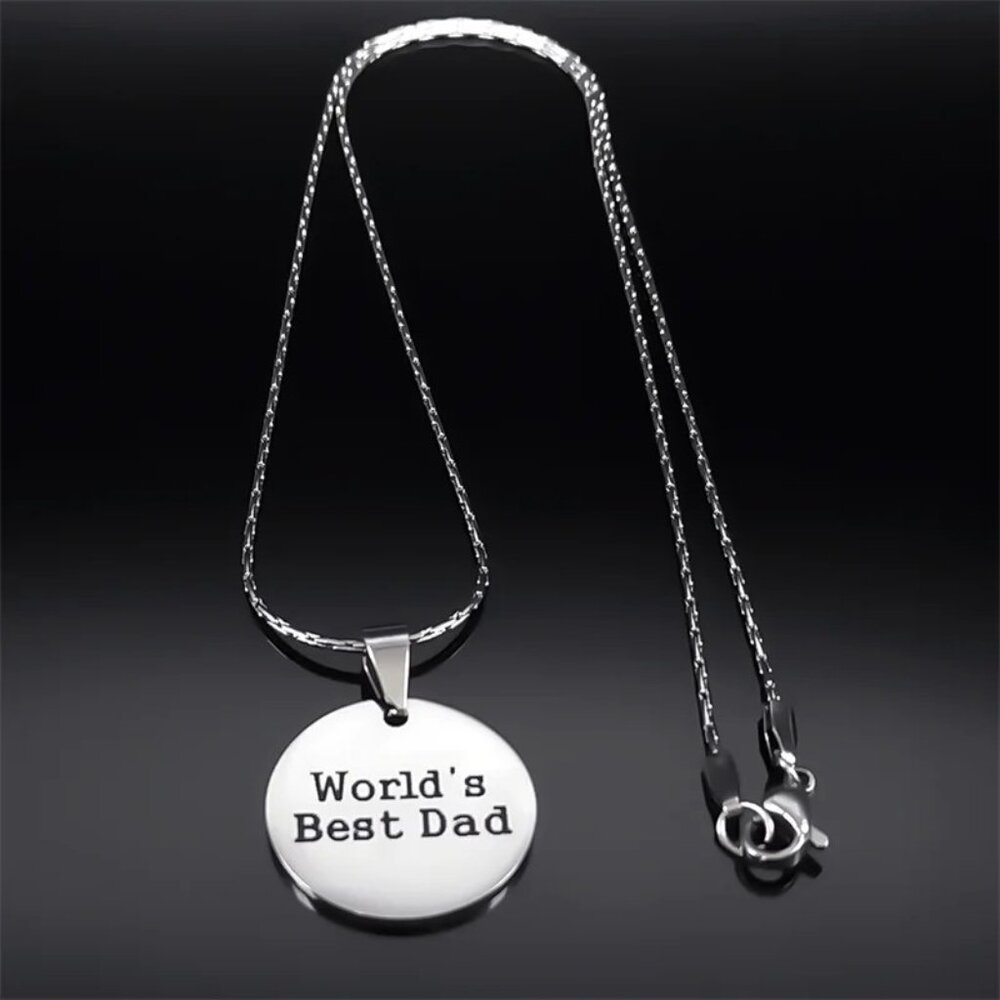 Worlds Best Dad,‎ Fathers Day Necklace Gifts for Father's Day, Stainless Steel